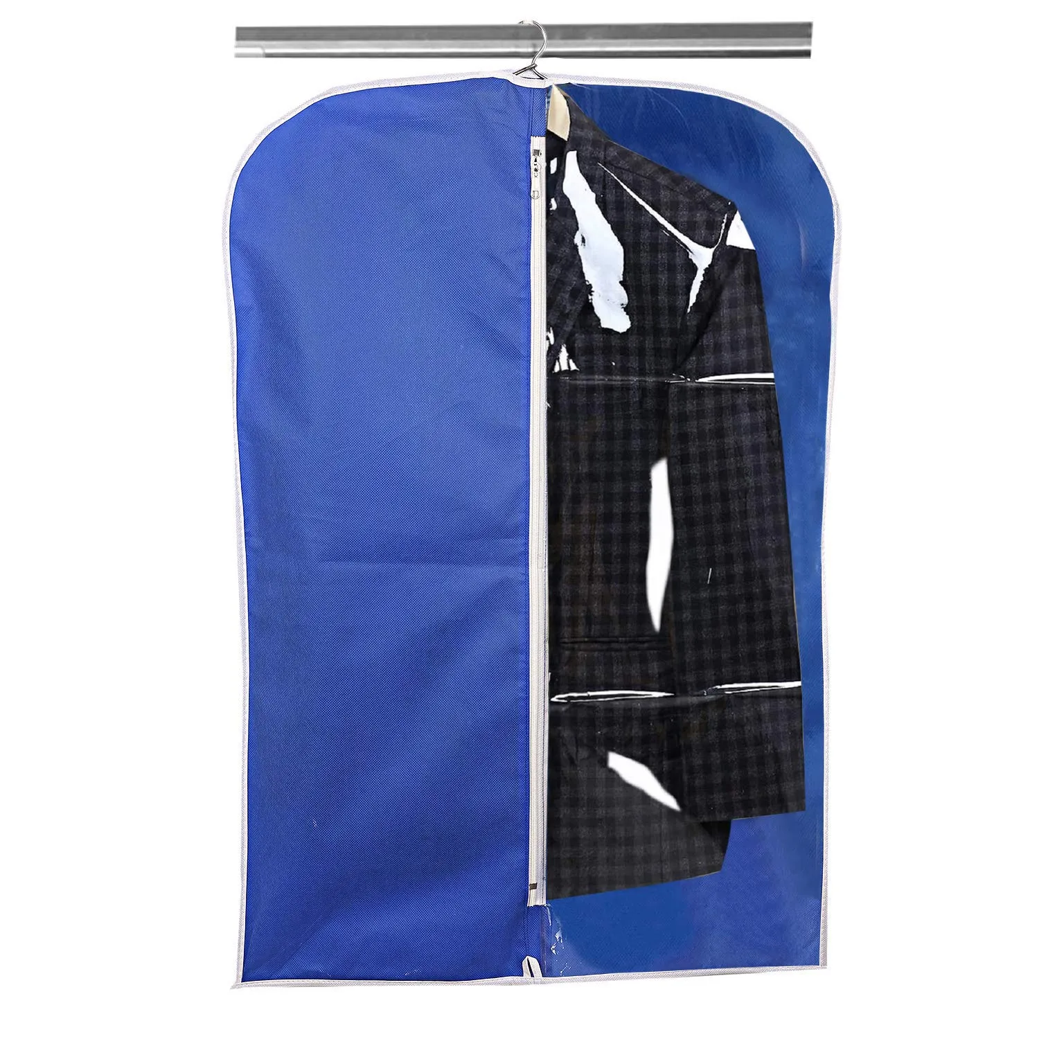 Kuber Industries 4 Pieces Half Transparent Non Woven Men's Coat Blazer Suit Cover (Royal Blue) -CTKTC41456