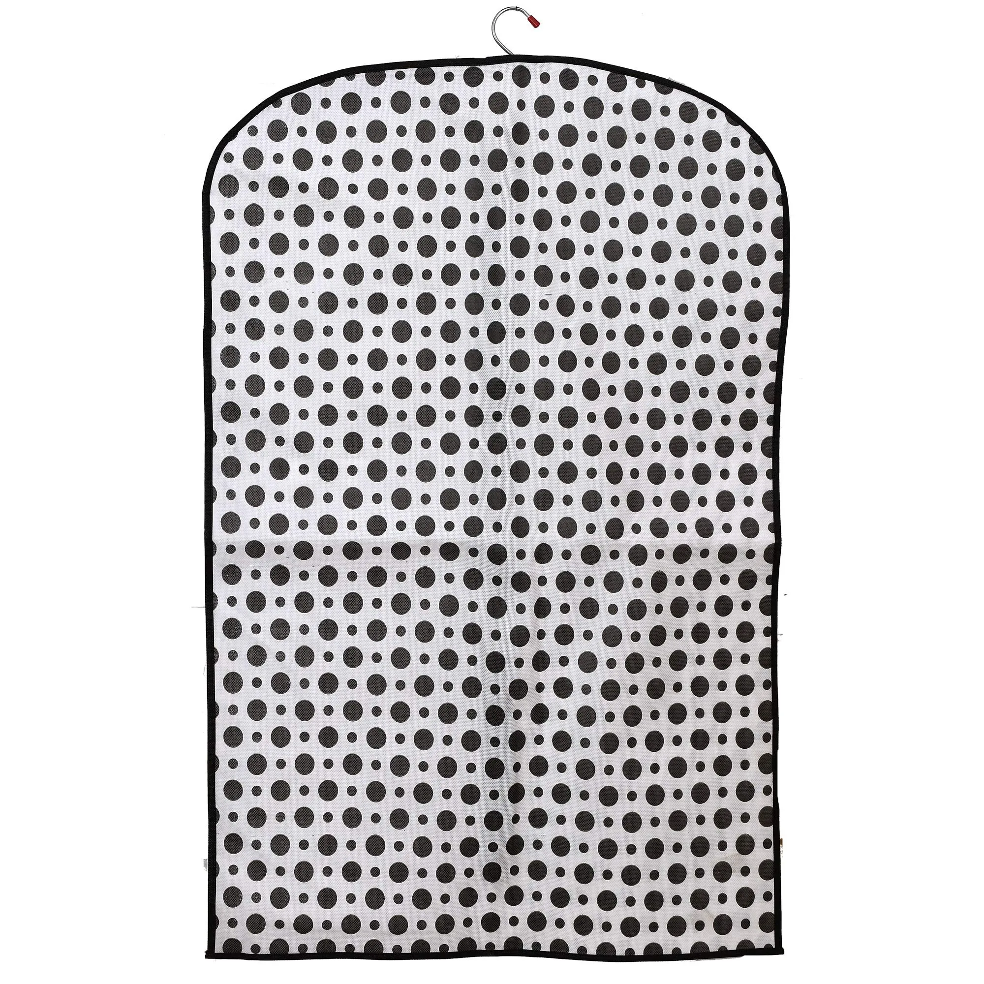 Kuber Industries Polka Dots Printed 4 Pieces Half Transparent Non Woven Men's Coat Blazer Cover (Black & White)-KUBMART877