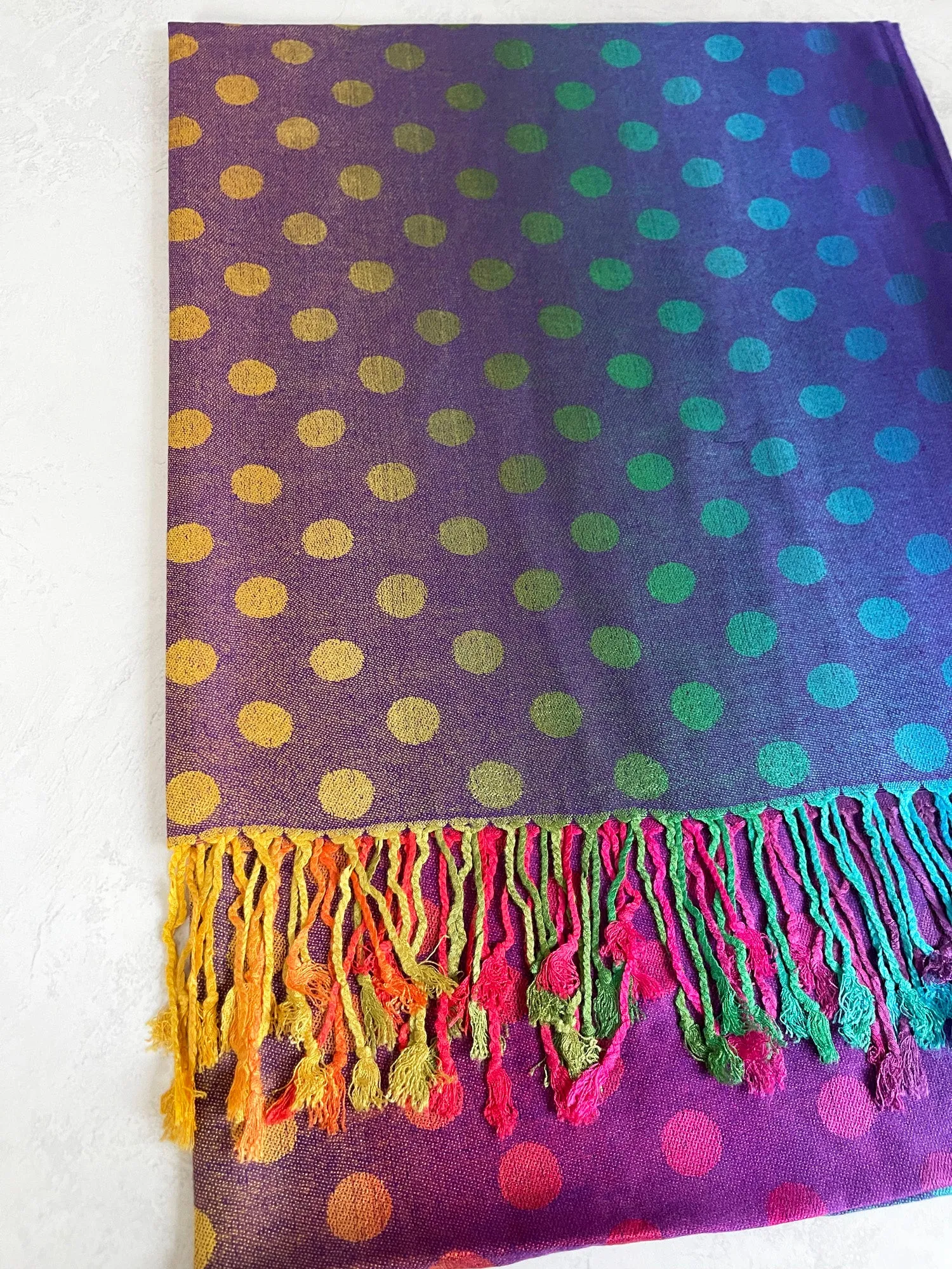 LARGE PURPLE MULTI-COLOUR DOT PRINT PASHMINA SHAWL SCARF