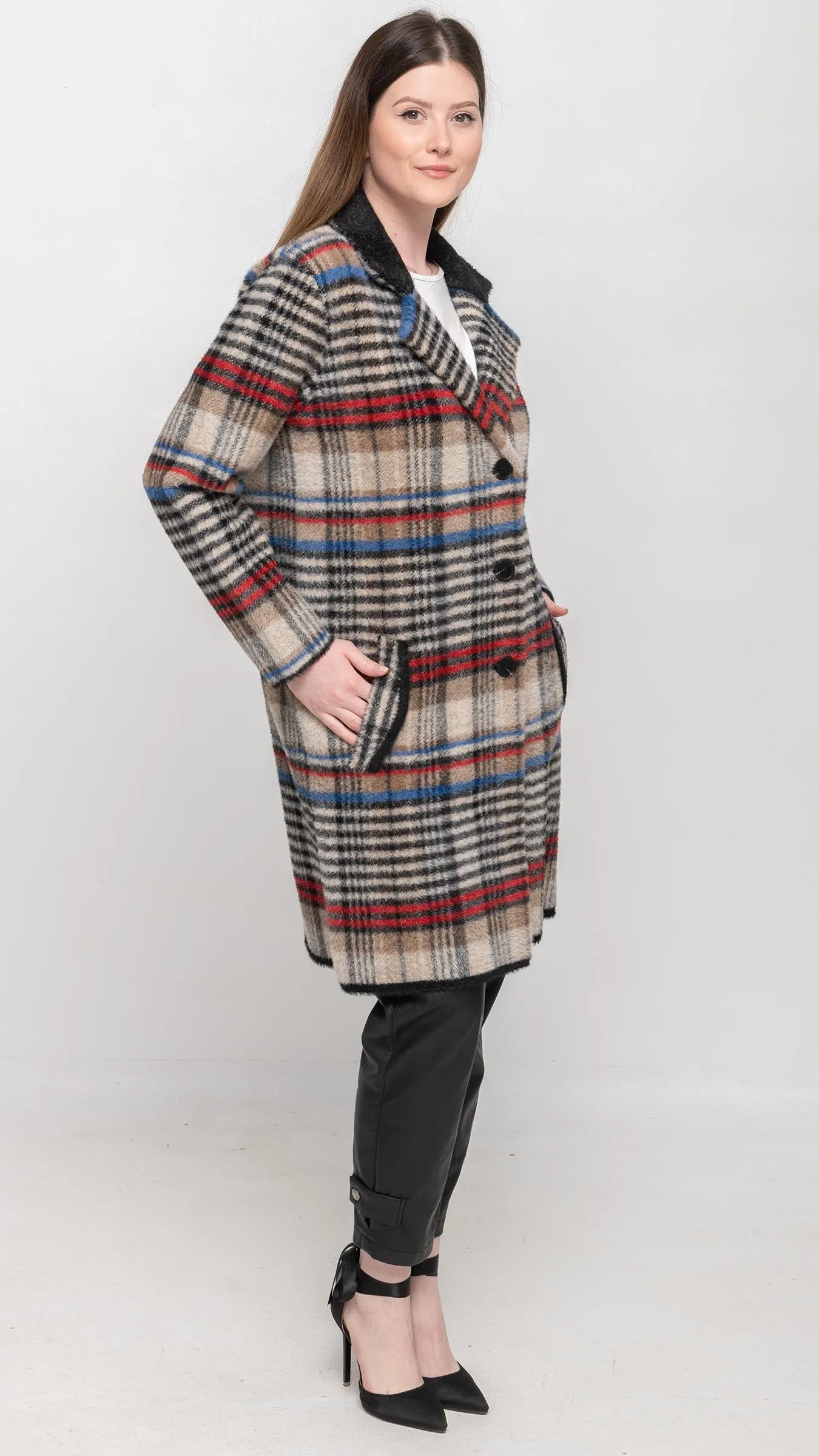 Long Jacket in Multi Colors Plaids