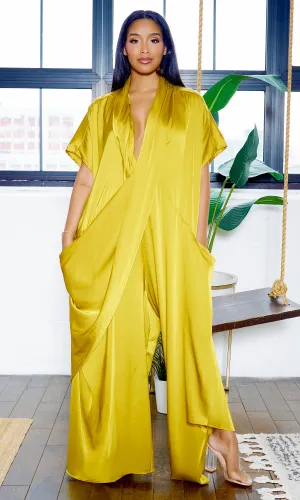 Luxe Drape Loose Fit Jumpsuit -  Chartreuse