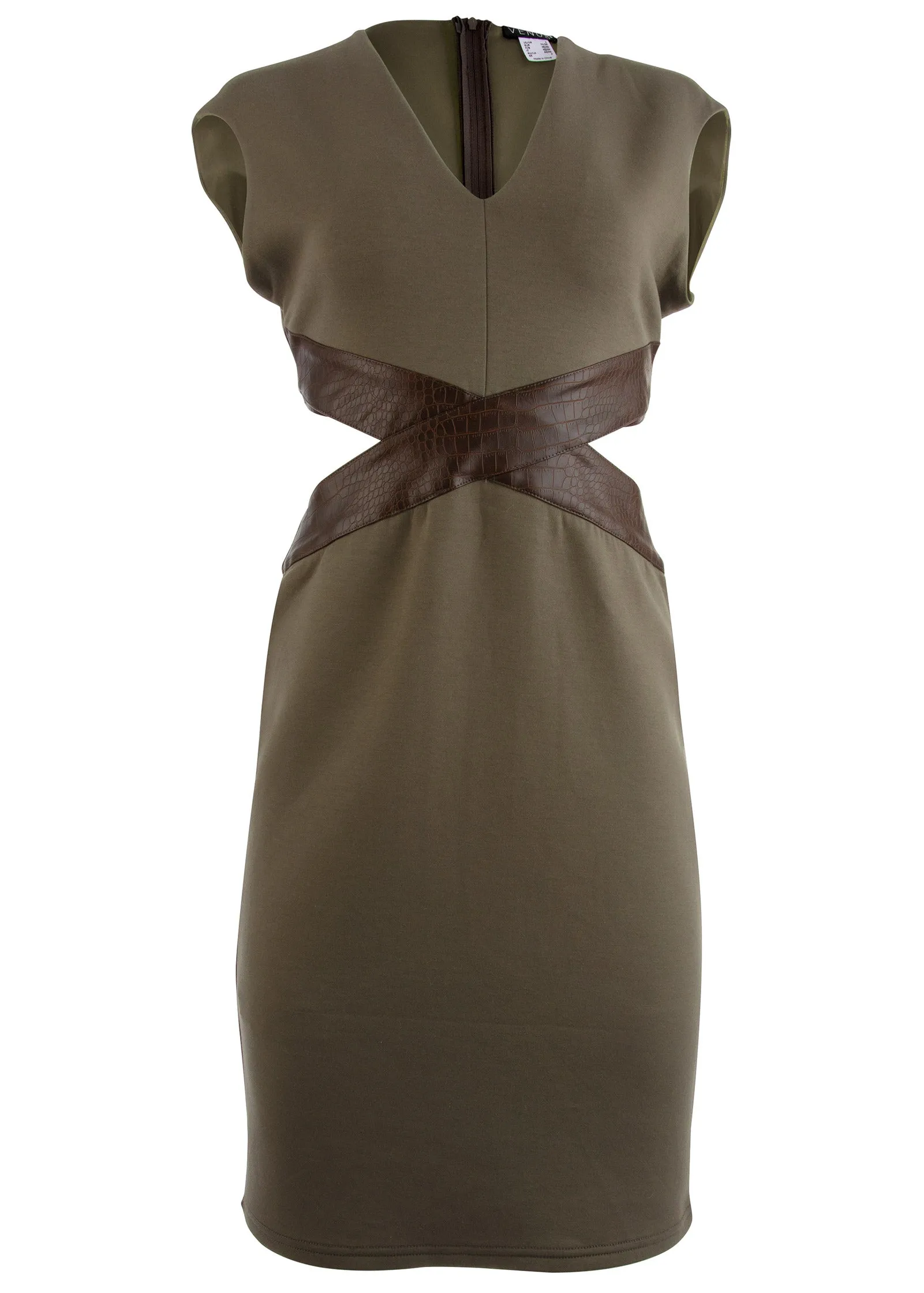 Luxe Scuba Cutout Dress - Brown