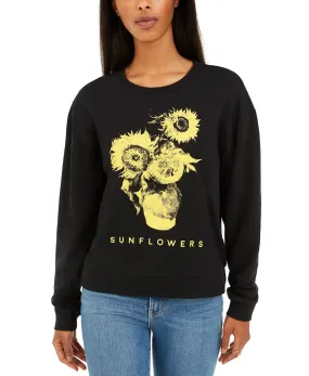 Mad Engine Juniors' Sunflower Graphic-Print T-Shirt Black - Size Medium