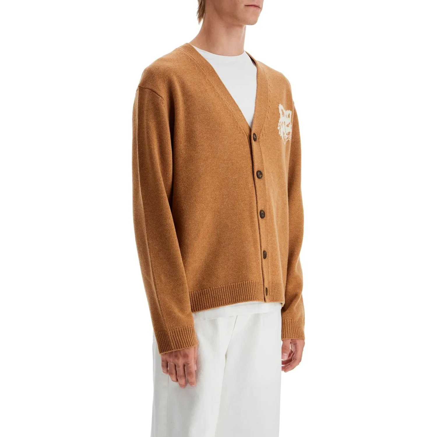 Maison Kitsune 'fox head wool cardigan with