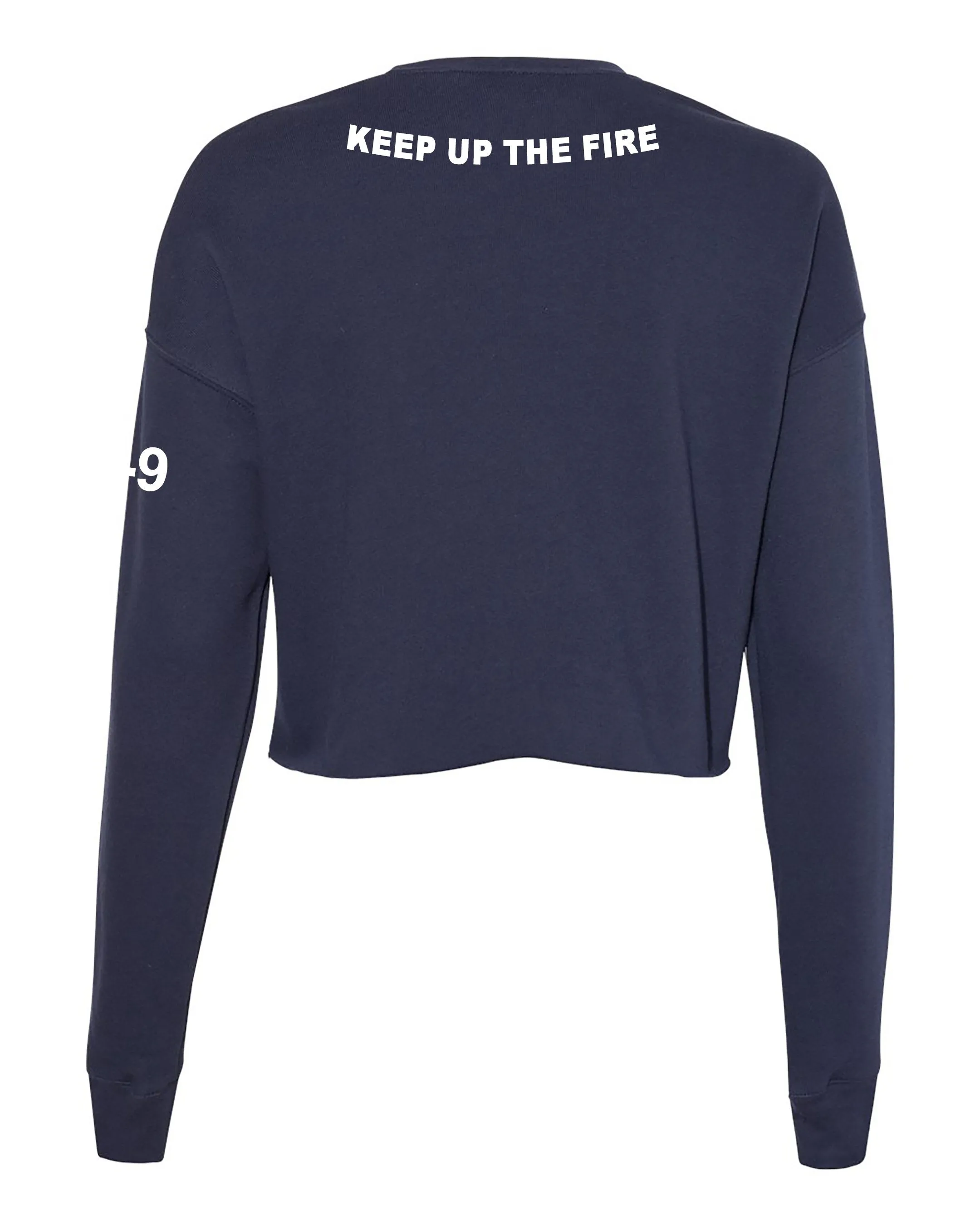 Manchu Women's Cropped Crew Fleece, (Text on Back). Comes in different colors and designs