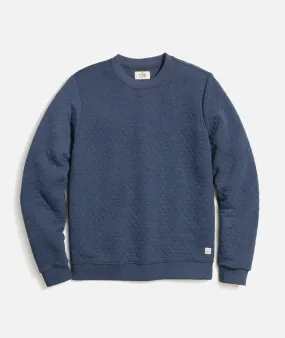 Marine Layer Corbet Quilted Crewneck-Navy Heather