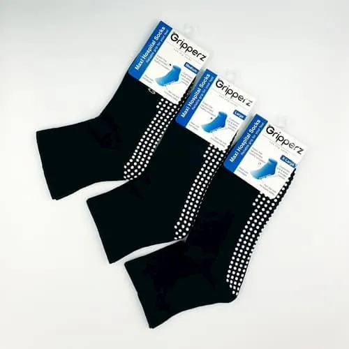 Maxi Hospital Non-Slip Socks in Black