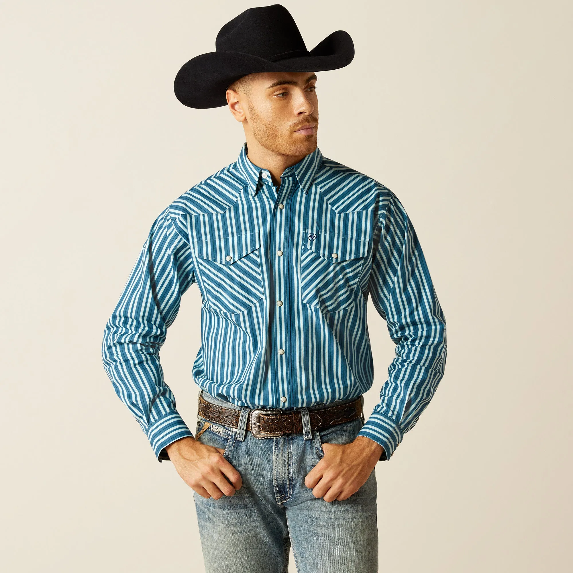 Men's Ariat Raleigh Teal Classic Fit Shirt - 10052621