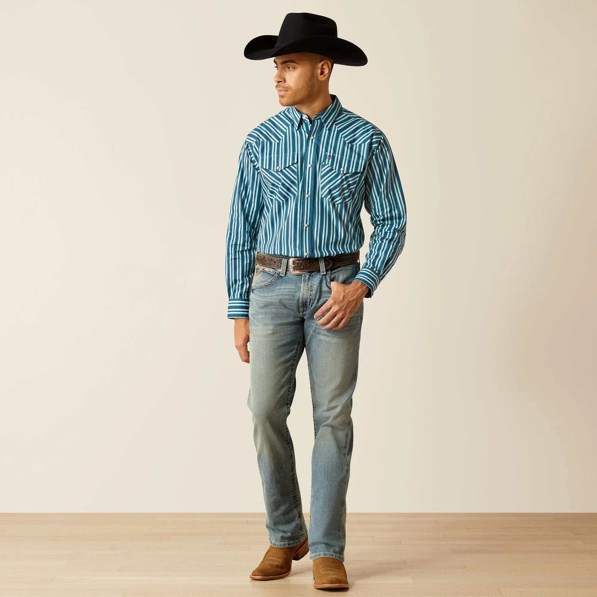 Men's Ariat Raleigh Teal Classic Fit Shirt - 10052621