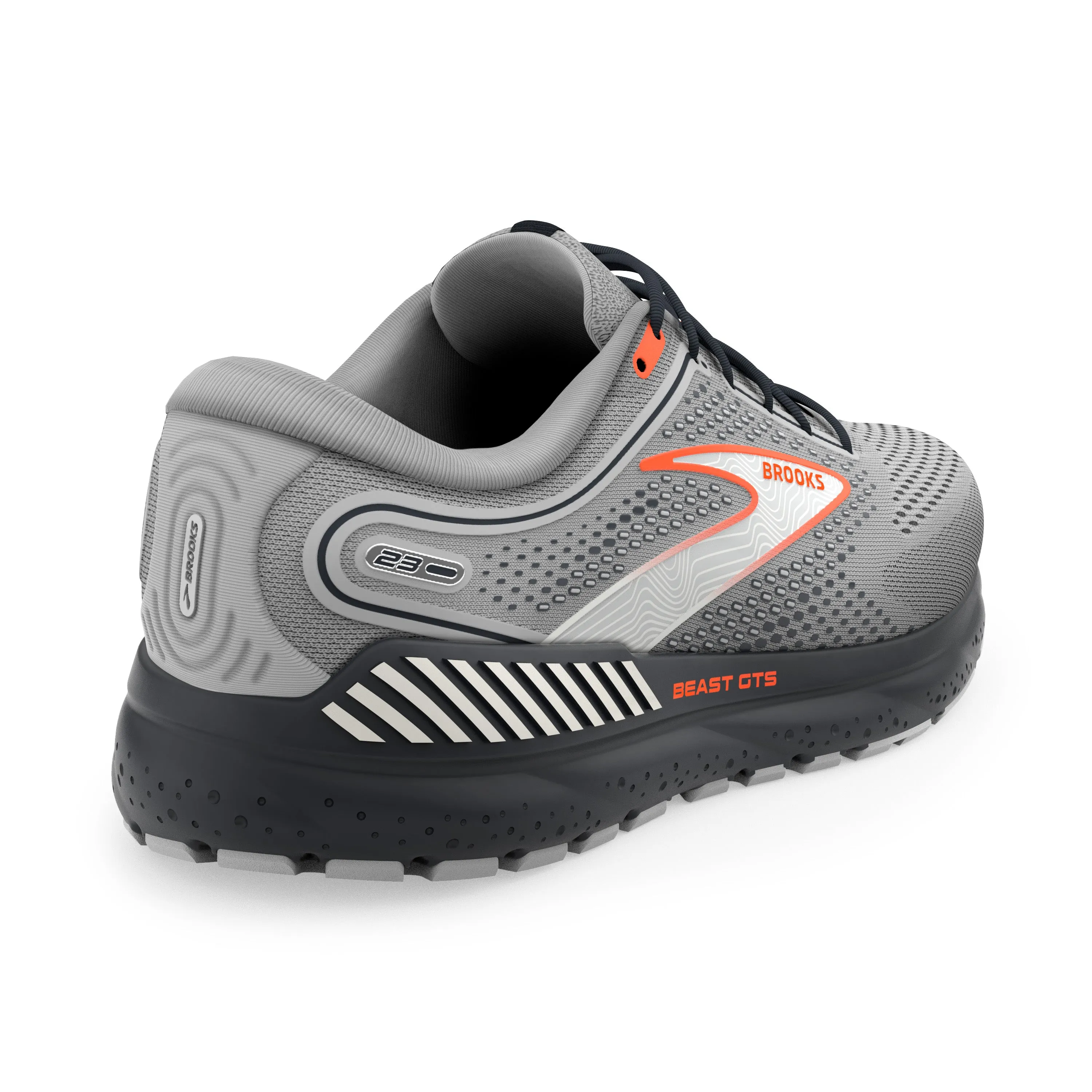 Men's Brooks Beast GTS 23 Color: Grey/Scarlet/Ebony (EXTRA WIDE WIDTH)