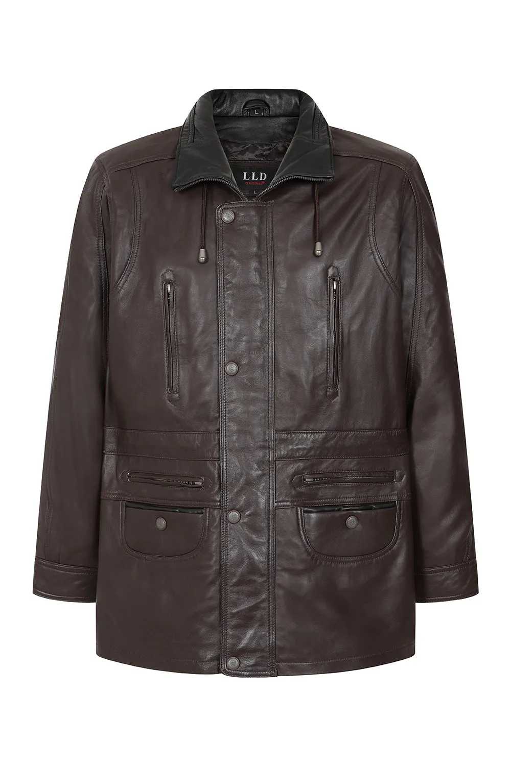 Men's Brown Classic ¾ Length Real Leather Coat 'JERRY'