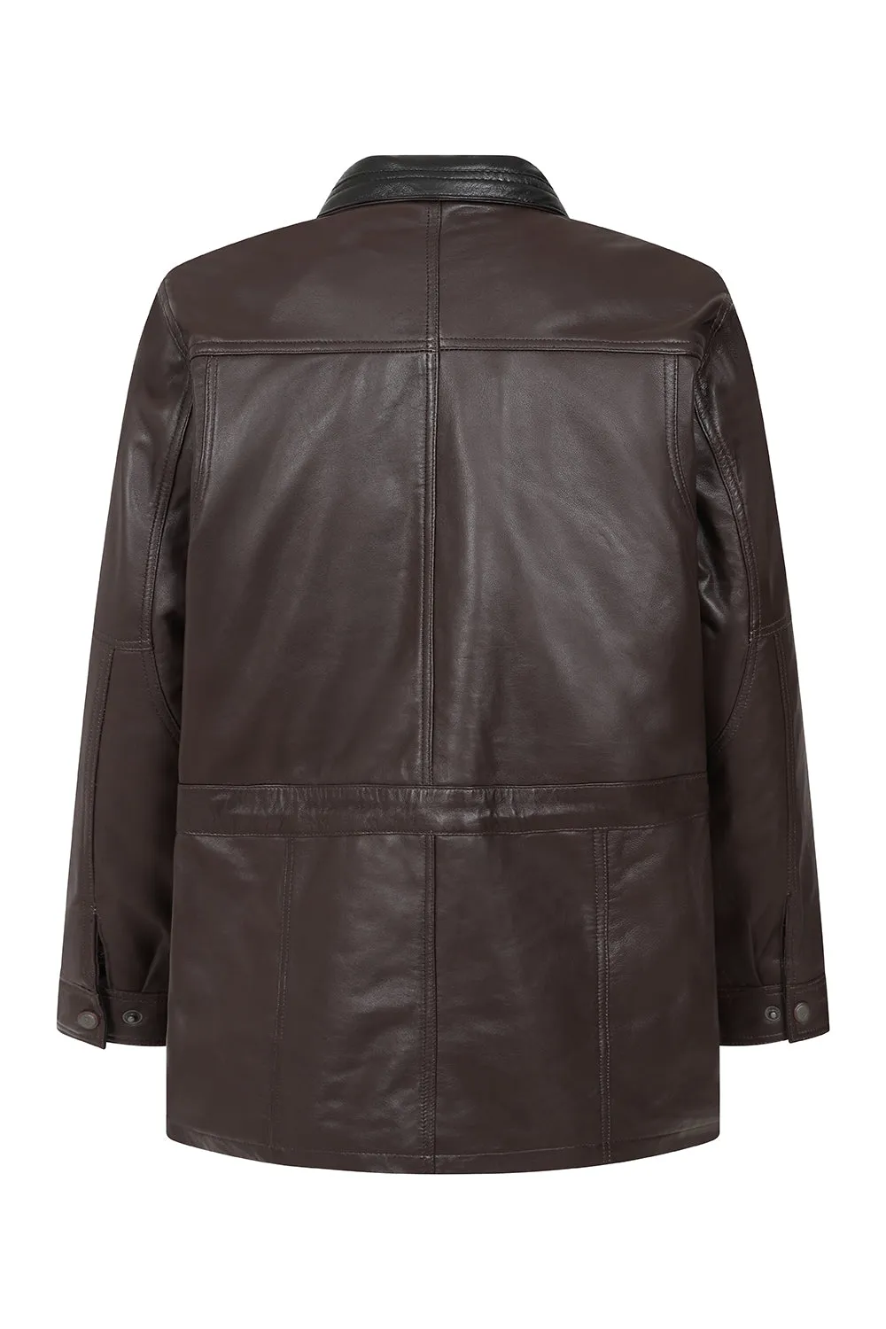 Men's Brown Classic ¾ Length Real Leather Coat 'JERRY'