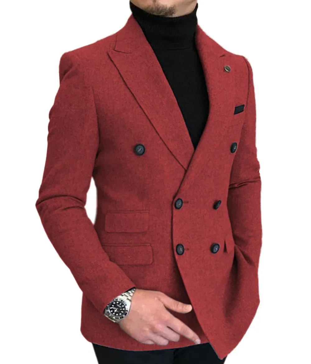 Men's Casual Tweed Regular Fit Notch Lapel Blazer