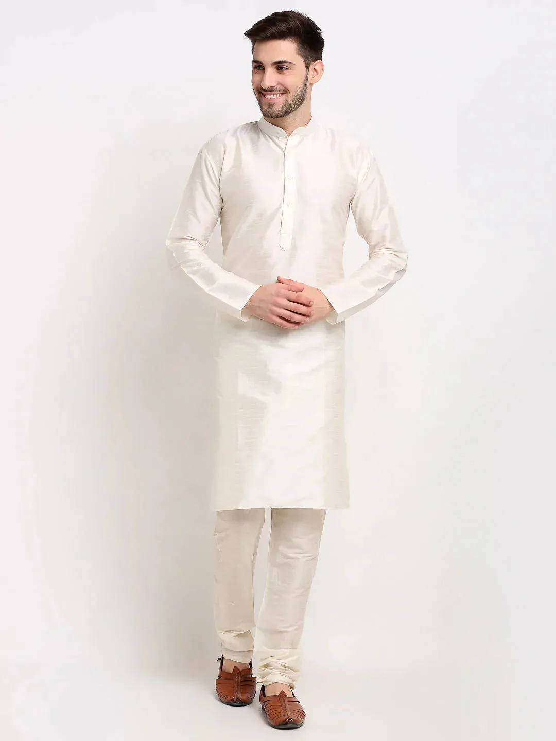 Men'S Ikat Print Nehru Jacket & Kurta Pyjama