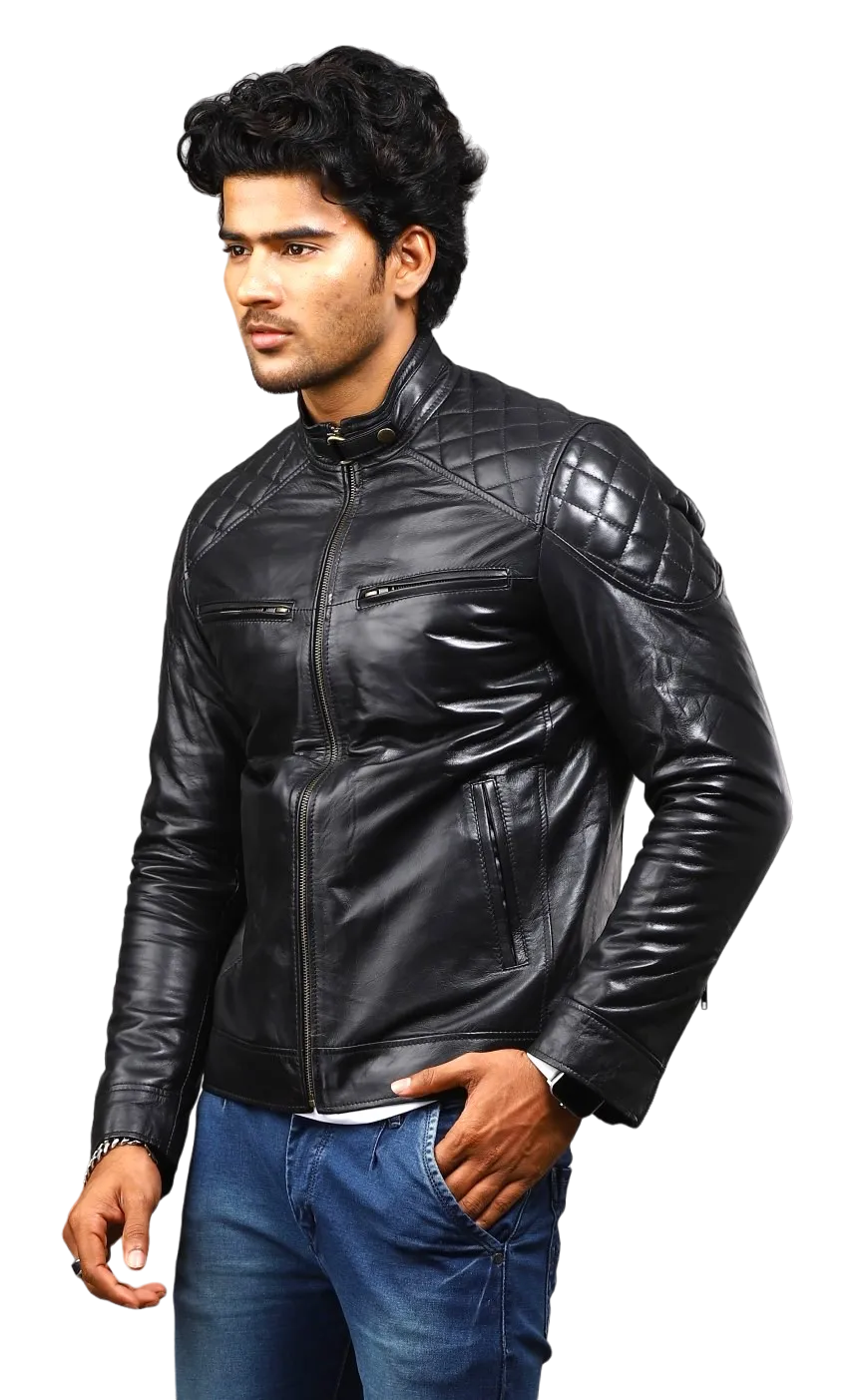 MENS LEATHER JACKET 41003 (BLACK)