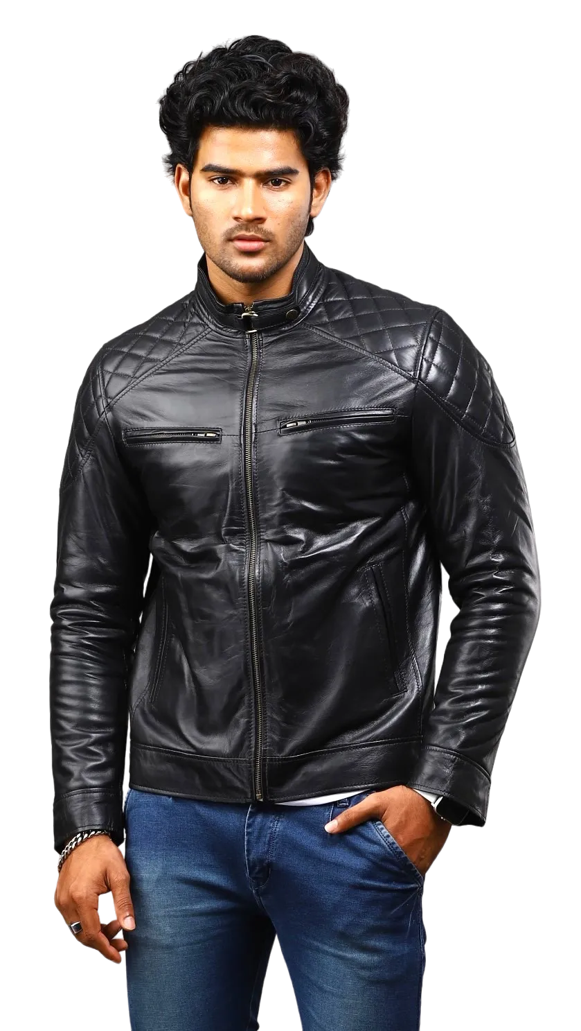 MENS LEATHER JACKET 41003 (BLACK)