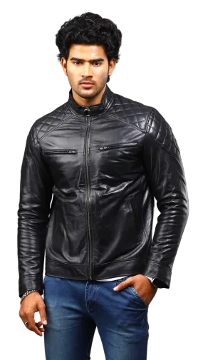 MENS LEATHER JACKET 41003 (BLACK)