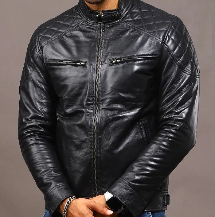 MENS LEATHER JACKET 41003 (BLACK)