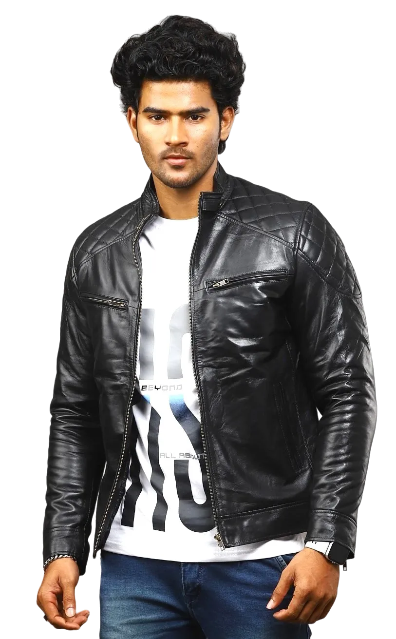 MENS LEATHER JACKET 41003 (BLACK)