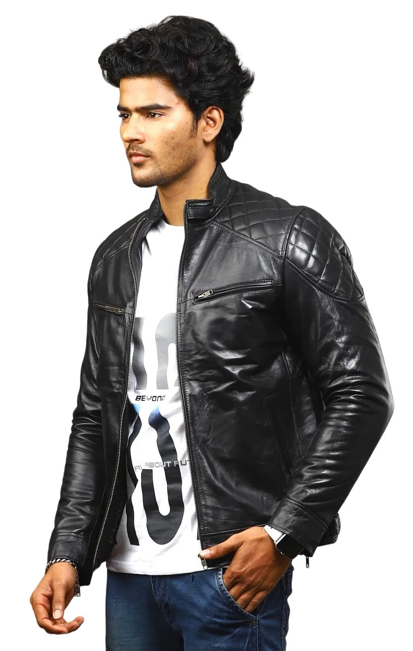 MENS LEATHER JACKET 41003 (BLACK)