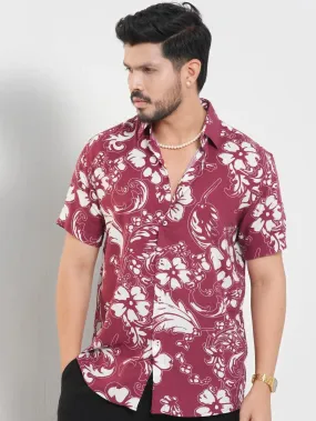 Men's Malbec Maroon Print Short Sleeve Shirt