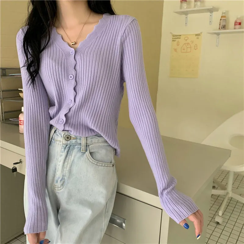 METAVERSMALL New early autumn new V-neck knitted sweater short cardigan sweater small coat versatile women's foreign style top