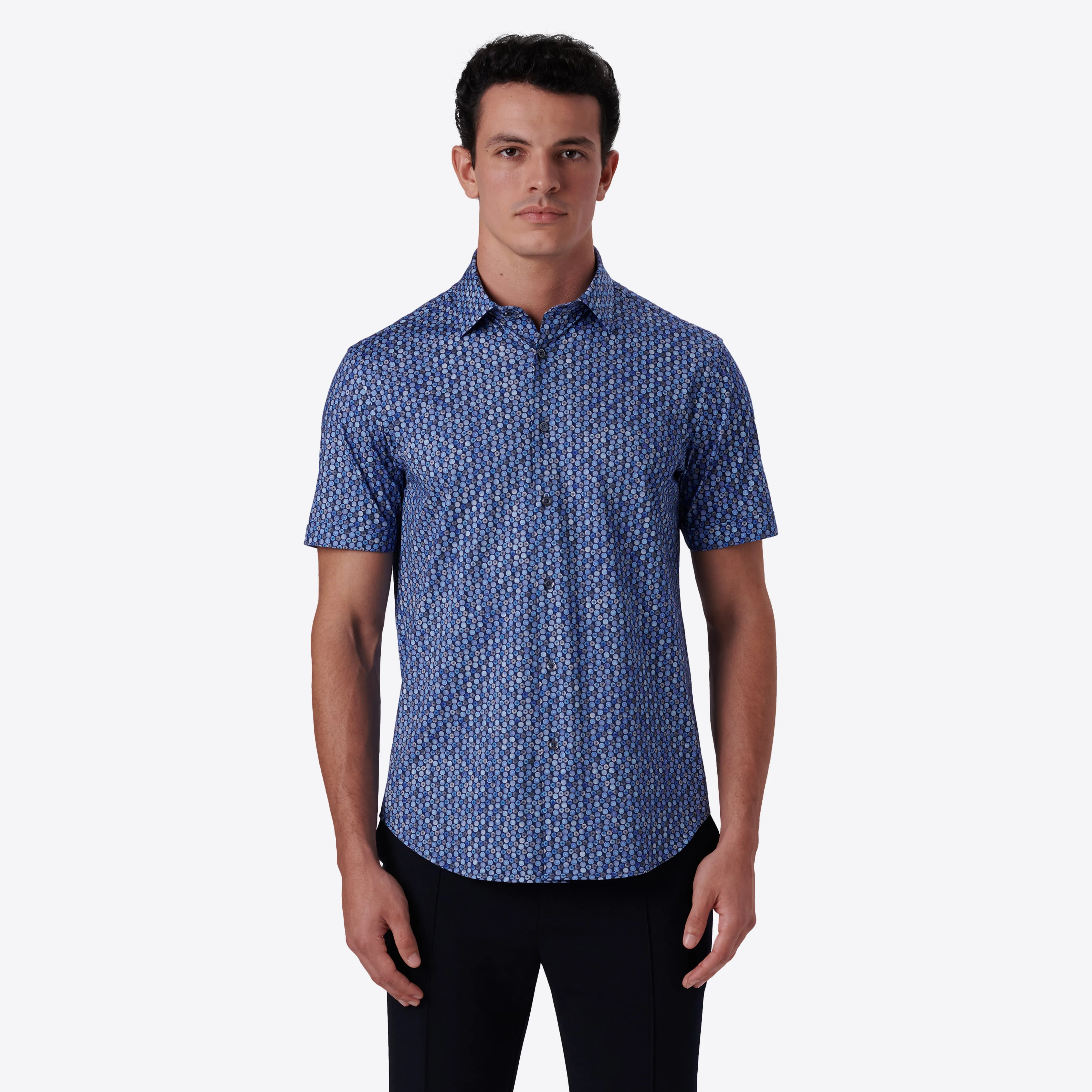 MILES Geometric Floral Print OoohCotton Short Sleeve Shirt