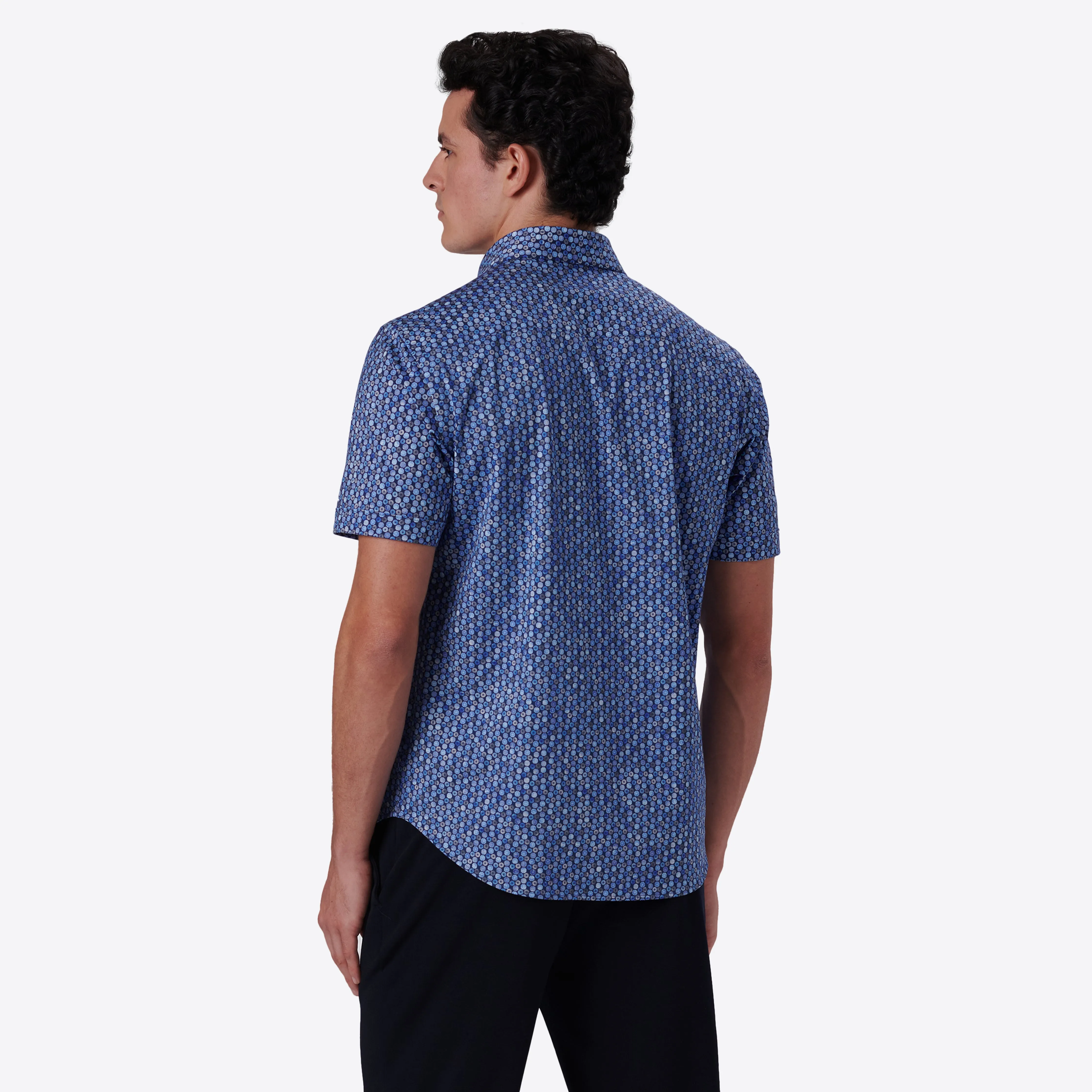 MILES Geometric Floral Print OoohCotton Short Sleeve Shirt