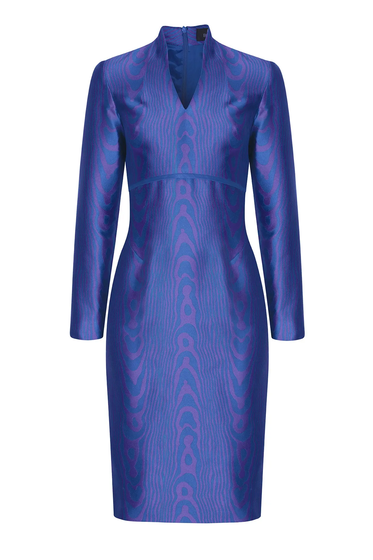 Moiré Silk Sateen Dress in Purple/Royal - Emma