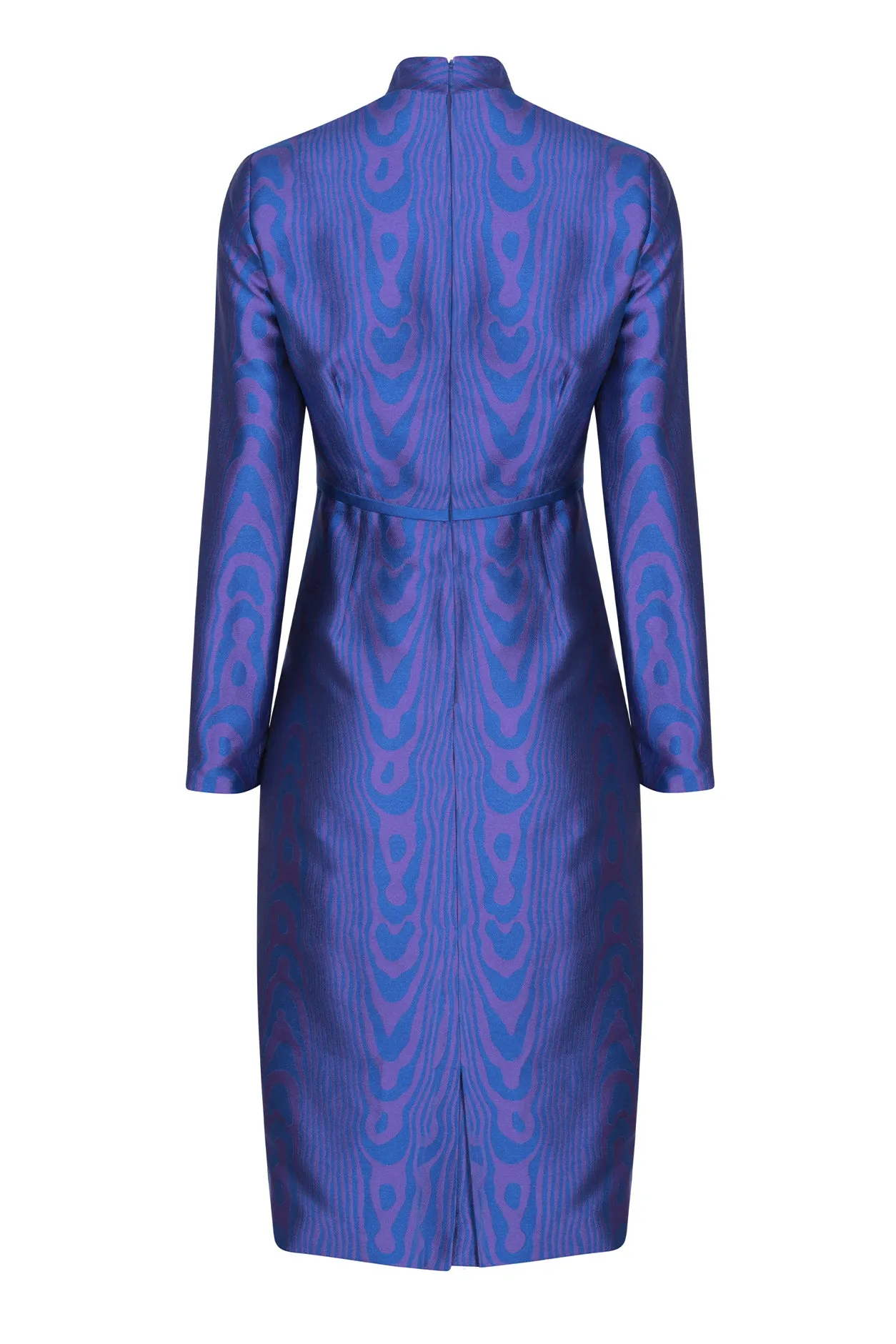 Moiré Silk Sateen Dress in Purple/Royal - Emma