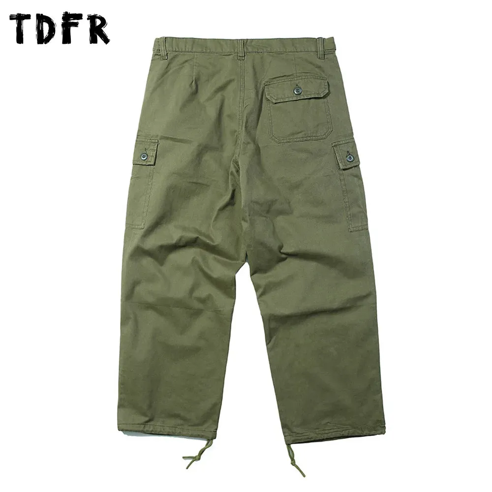 Multi-Pocket Cargo Pants Safari Style Drawstring Jogger Pants Wide Leg Trousers