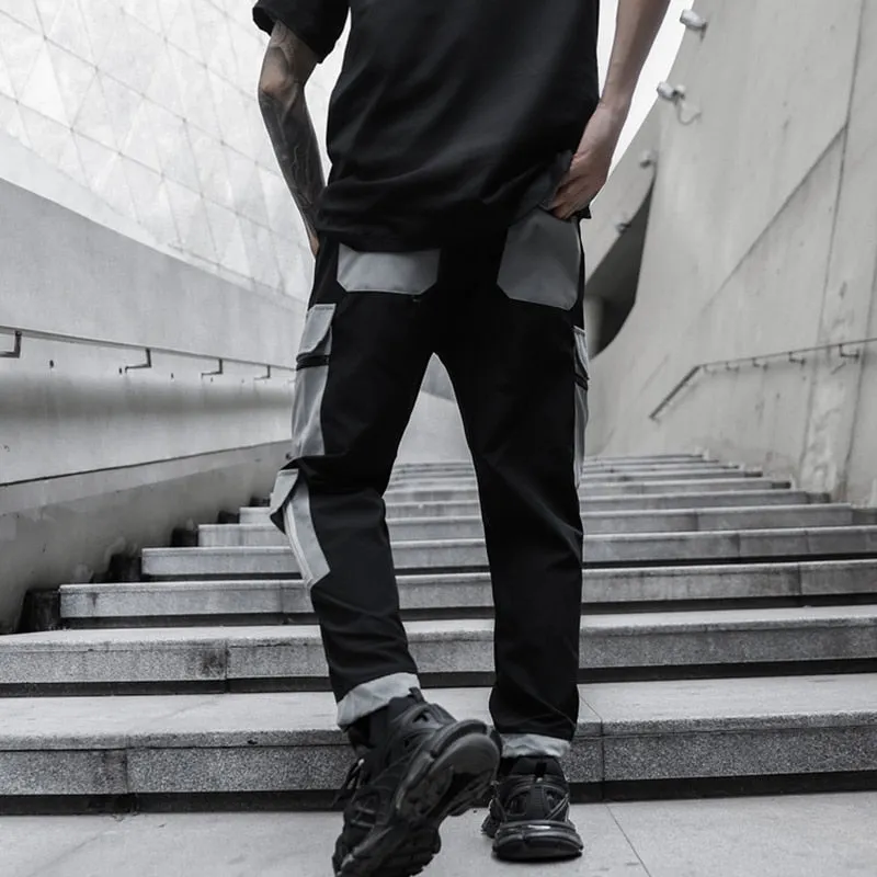 Multi Pocket Monochrome Hip Hop Style Men Cargo Pants