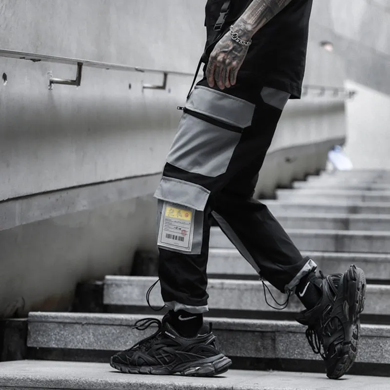 Multi Pocket Monochrome Hip Hop Style Men Cargo Pants