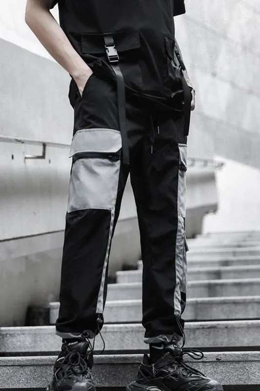 Multi Pocket Monochrome Hip Hop Style Men Cargo Pants