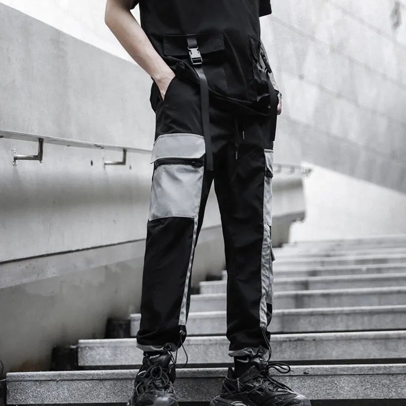 Multi Pocket Monochrome Hip Hop Style Men Cargo Pants