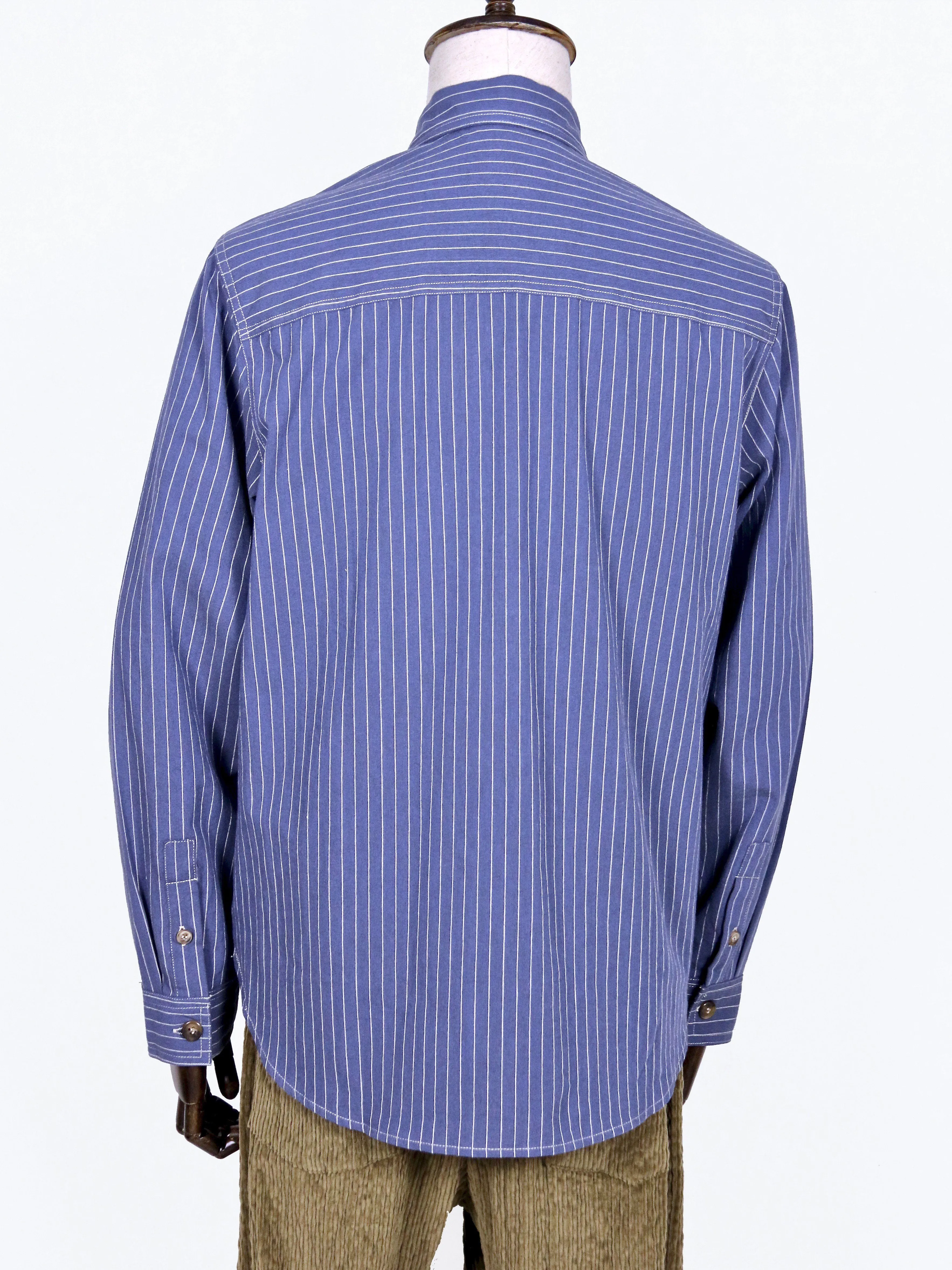 Multi-Pocket Striped Woven Cotton Shirt