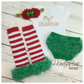 My 1st Christmas 4 piece Set  - Green, Red and Gold