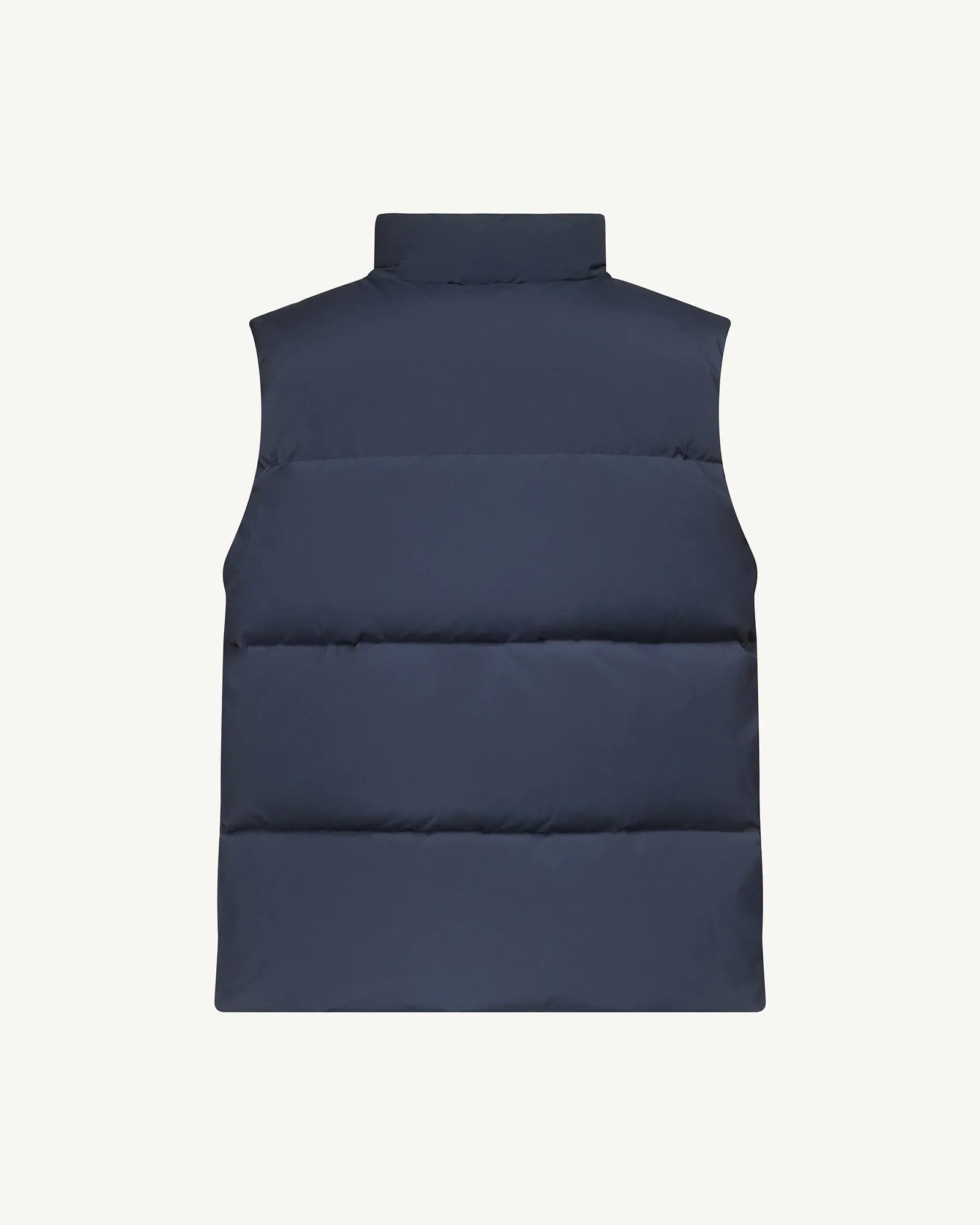 Nagal mixed material sleeveless puffer-style down jacket Navy