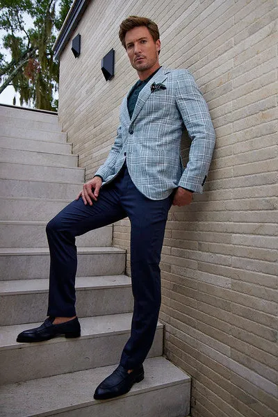 Navy Plaid Sport Coat