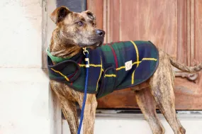 Navy Tartan Dog Blanket Coat