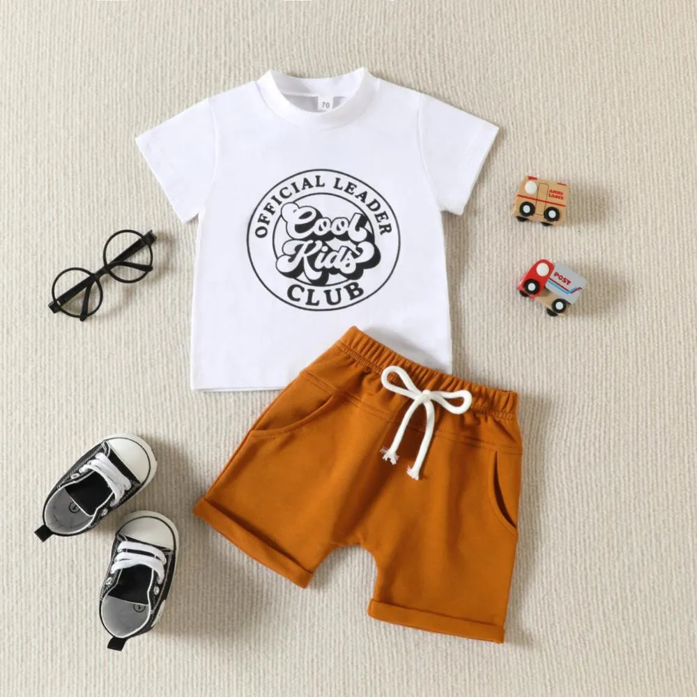 New Boys Letter Printed Jacket Pocket Shorts Set Wholesale Boys Clothes