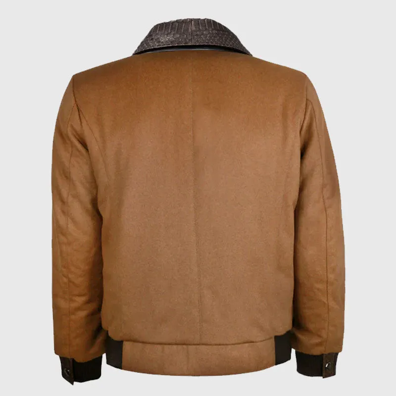 New Looking Style Cashmere & Python Leather Flight Jacket