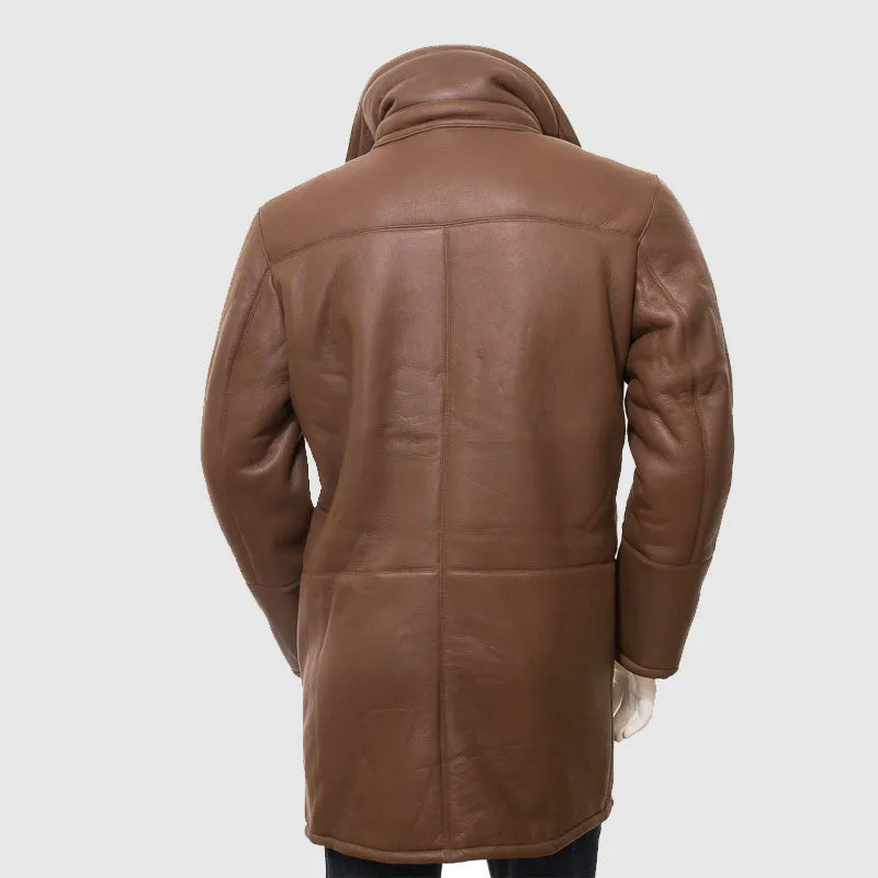 New Mens High Quality Brown Sheepskin Coat