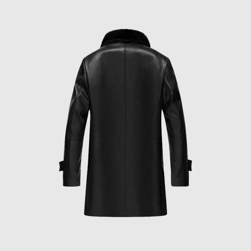 New Mens High Quality Delta Mens Black Leather Coat