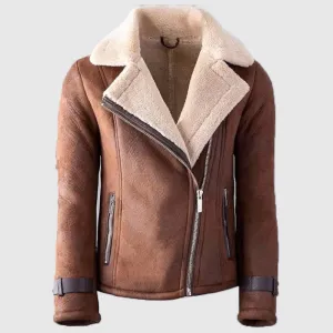 New Mens High Quality Faux Sheepskin Aviator Jacket