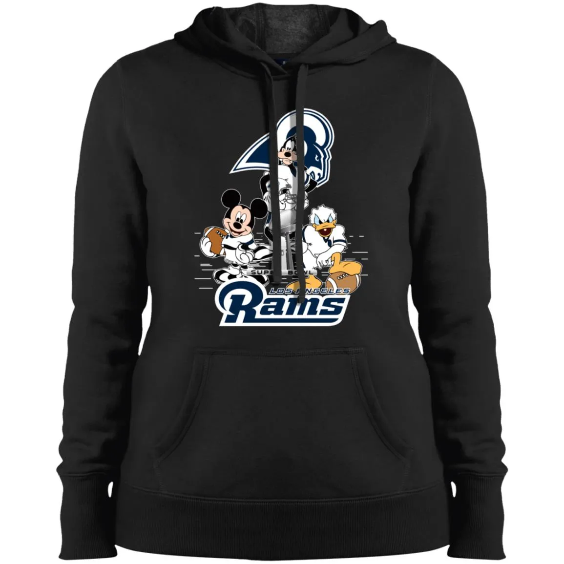 Nfl – Los Angeles Rams Donald Duck Goofy Mickey Mouse Super Bowl 2019 Football Women Hooded Sweatshirt