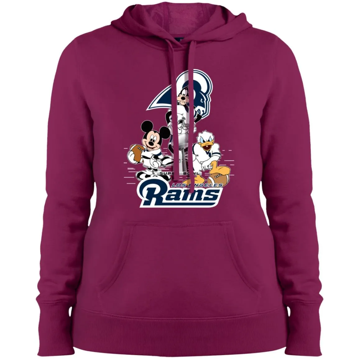 Nfl – Los Angeles Rams Donald Duck Goofy Mickey Mouse Super Bowl 2019 Football Women Hooded Sweatshirt