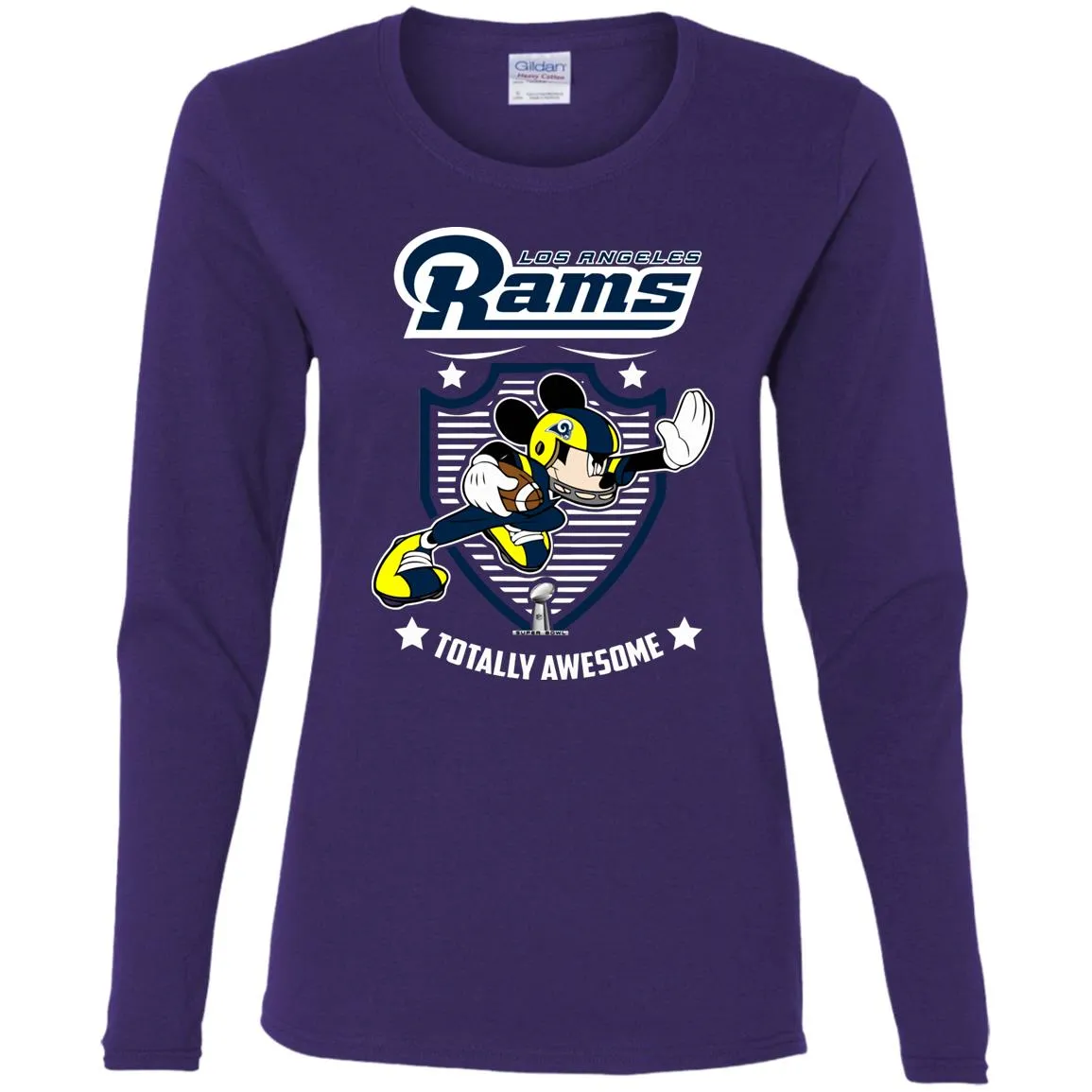 Nfl – Los Angeles Rams Totally Awesome Mickey Mouse Super Bowl 2019 Football Women Long Sleeve Shirt