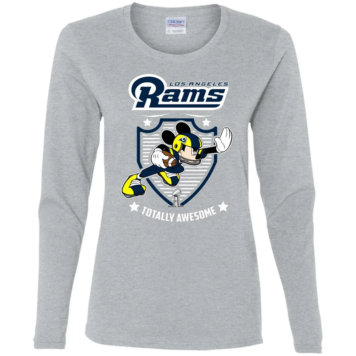 Nfl – Los Angeles Rams Totally Awesome Mickey Mouse Super Bowl 2019 Football Women Long Sleeve Shirt