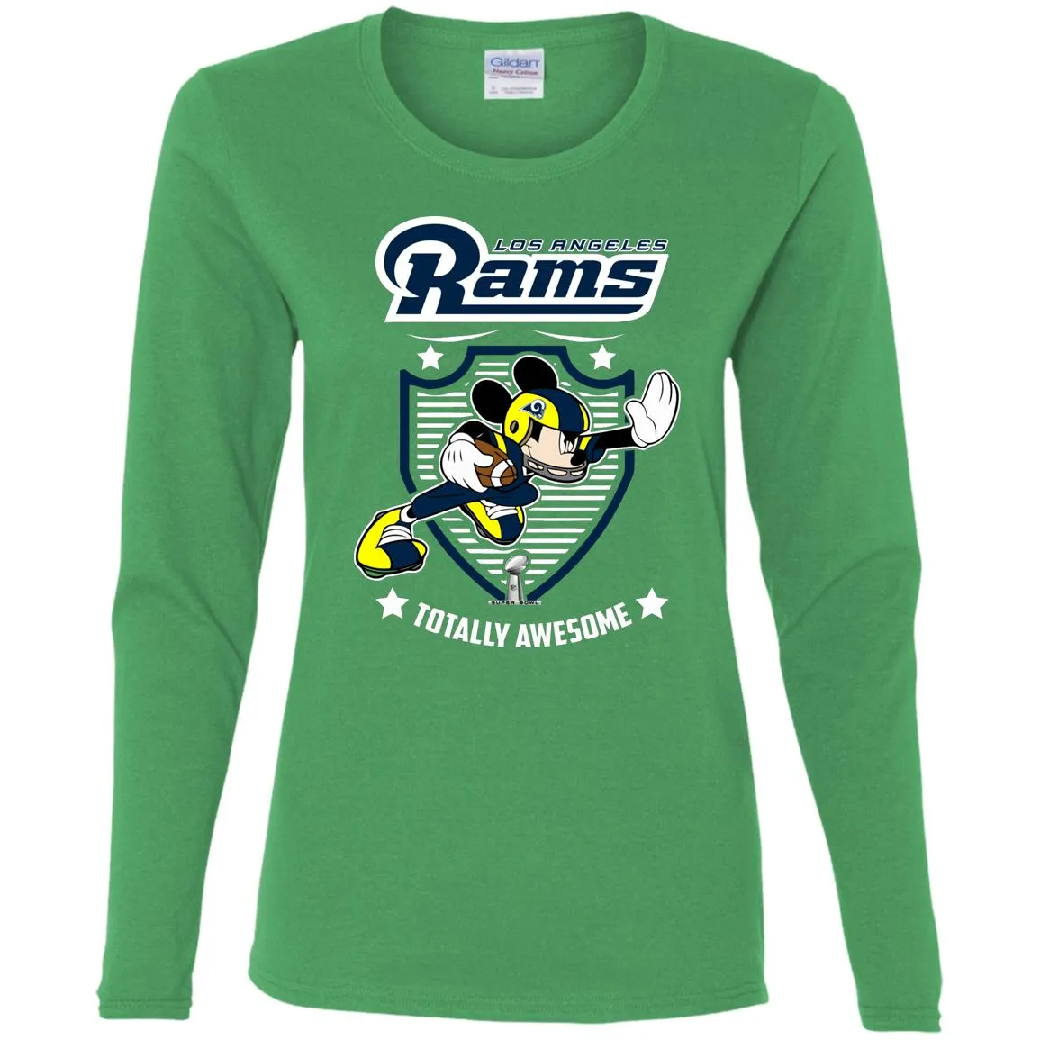 Nfl – Los Angeles Rams Totally Awesome Mickey Mouse Super Bowl 2019 Football Women Long Sleeve Shirt